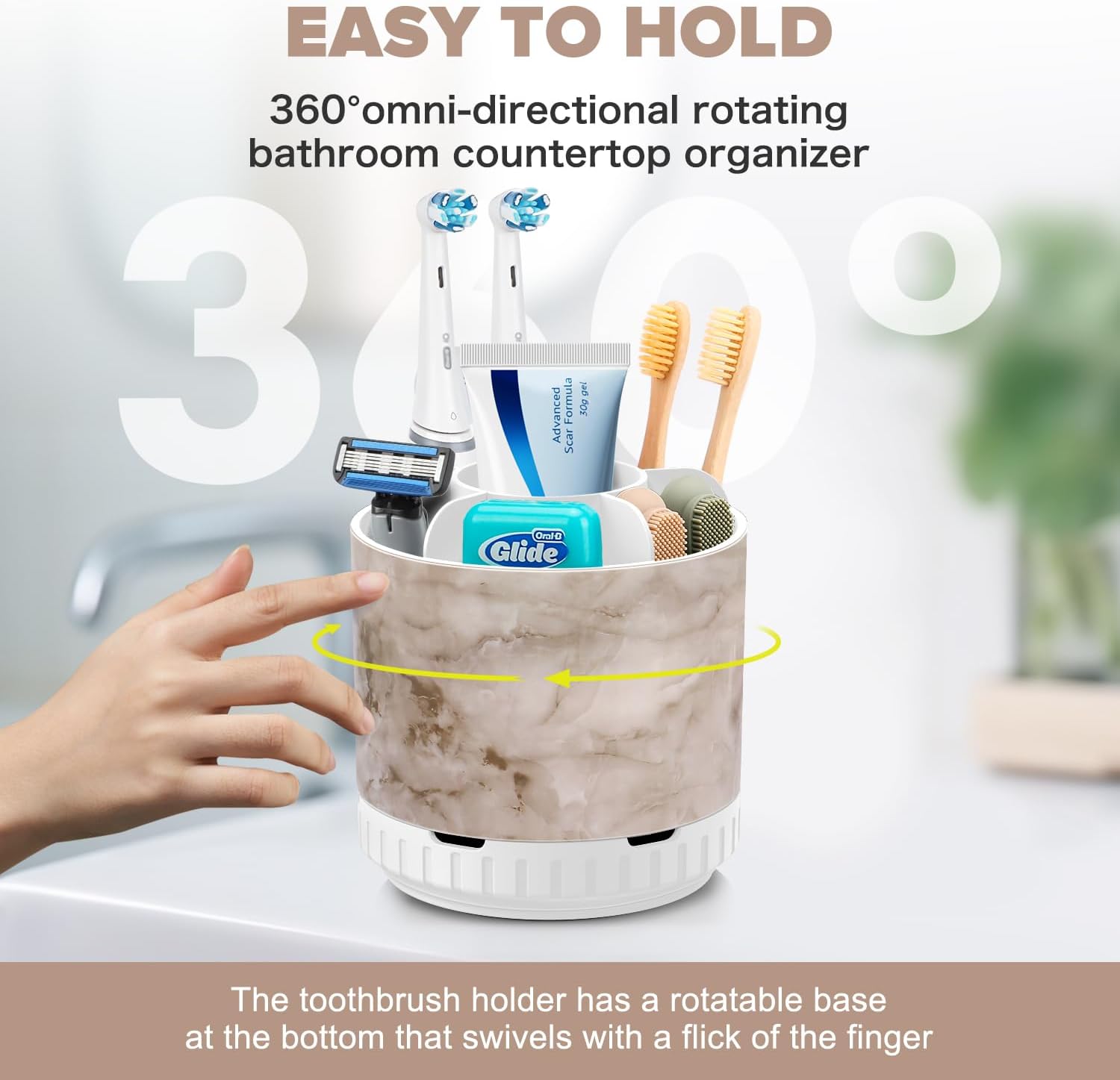 360 Rotating Marble Oral Care Holder