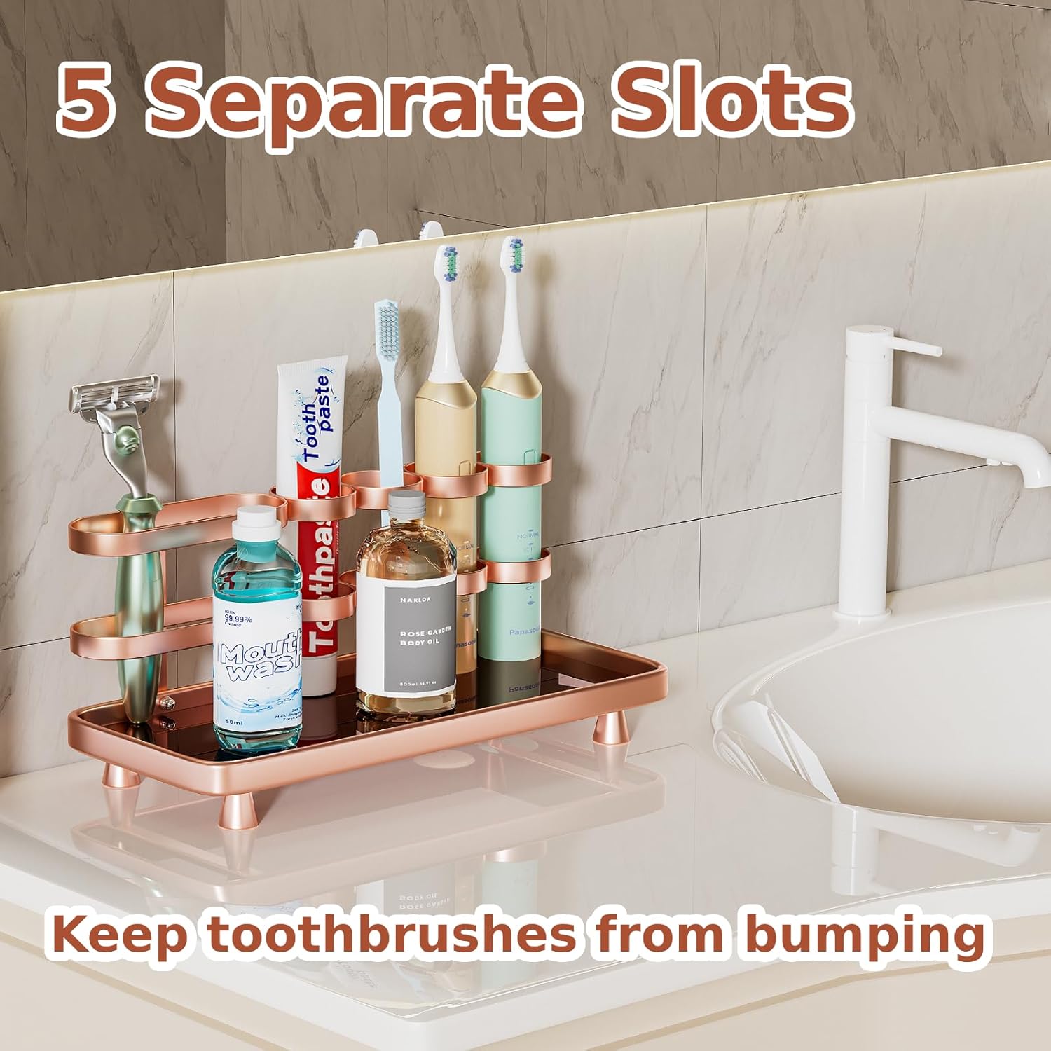 Electric Toothbrush Holder - Rose Gold Design for Clean and Convenient Daily Use