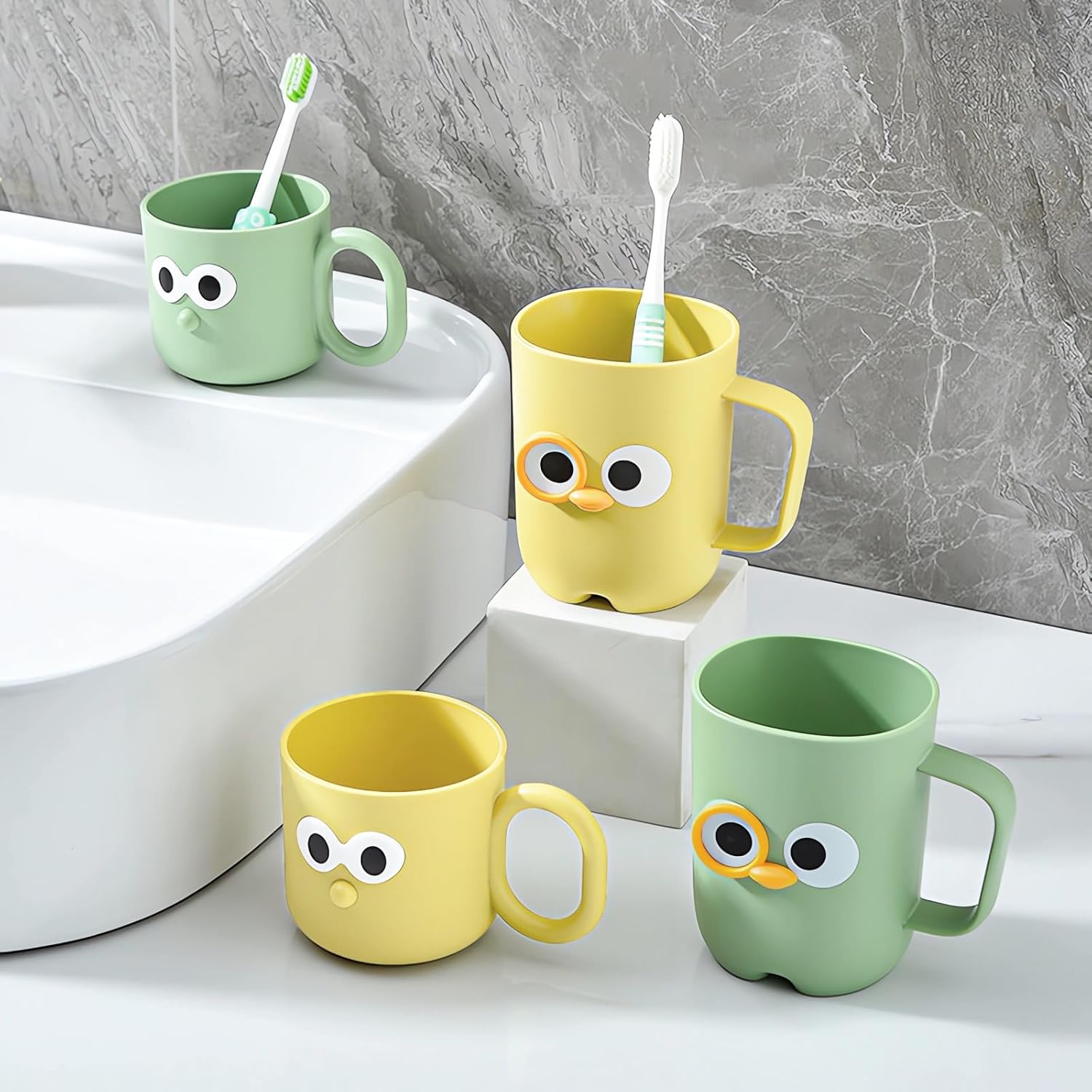 4 Pcs Cute Cartoon Toothbrush Holders for Kids and Adults