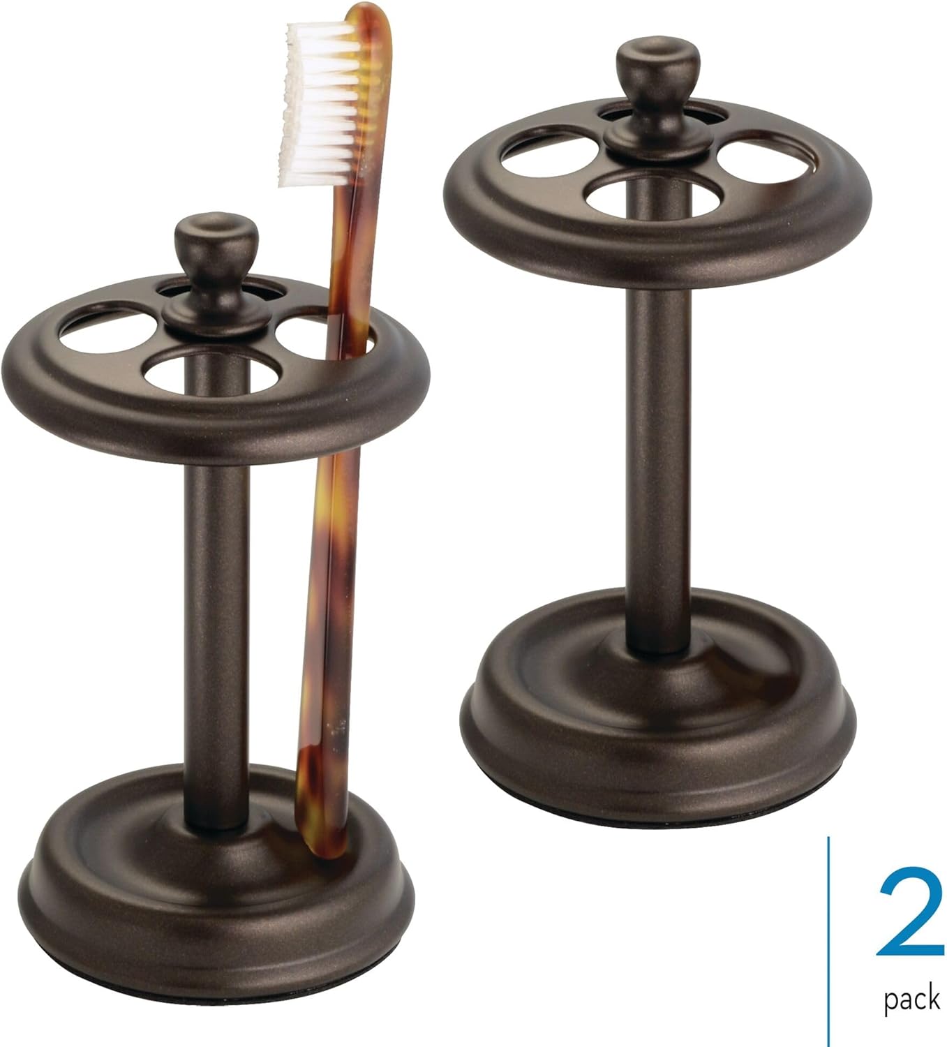 iDesign York Black Toothbrush Holders Set of 2