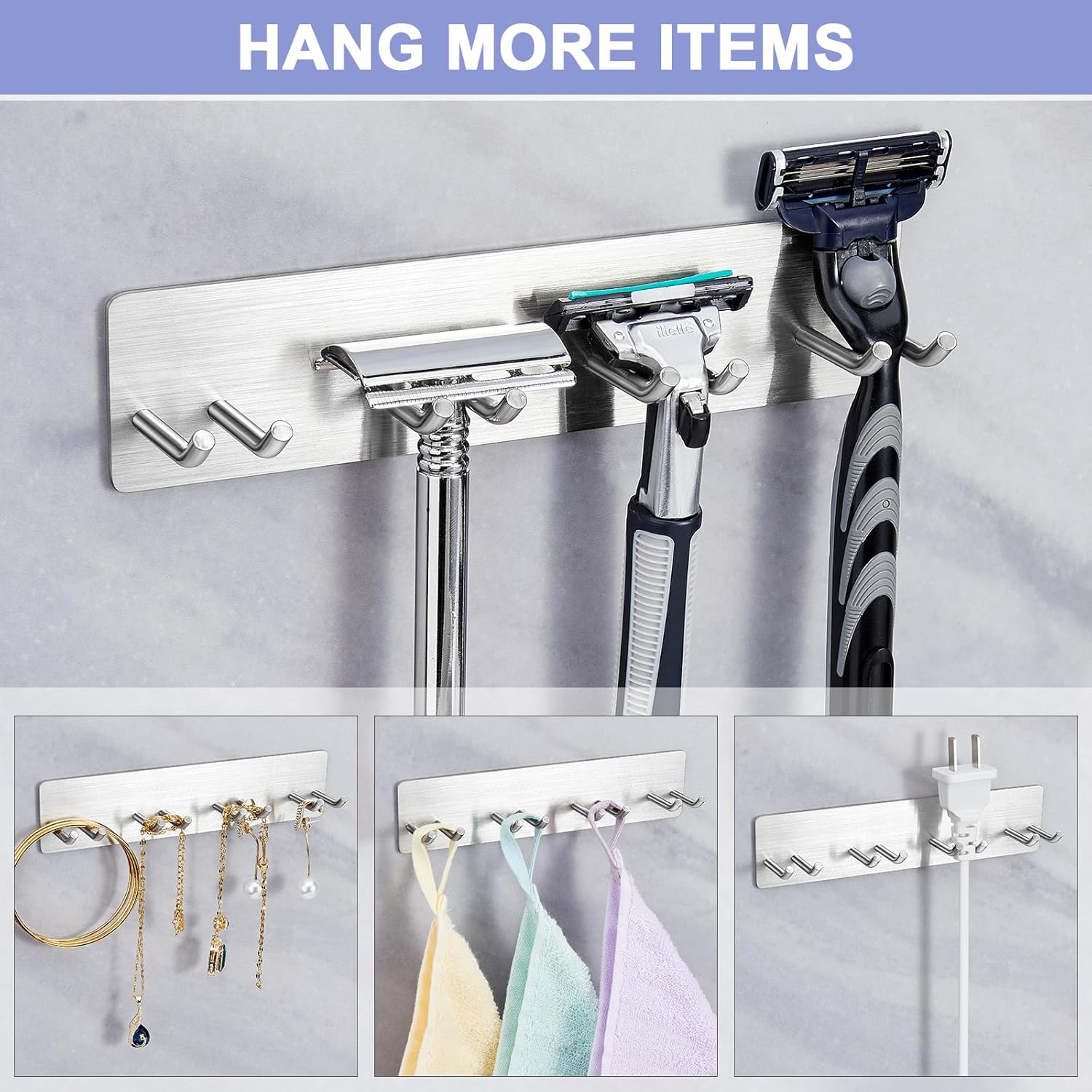 Sturdy Stainless Steel Toothbrush Holder with 3M Adhesive for bathrooms