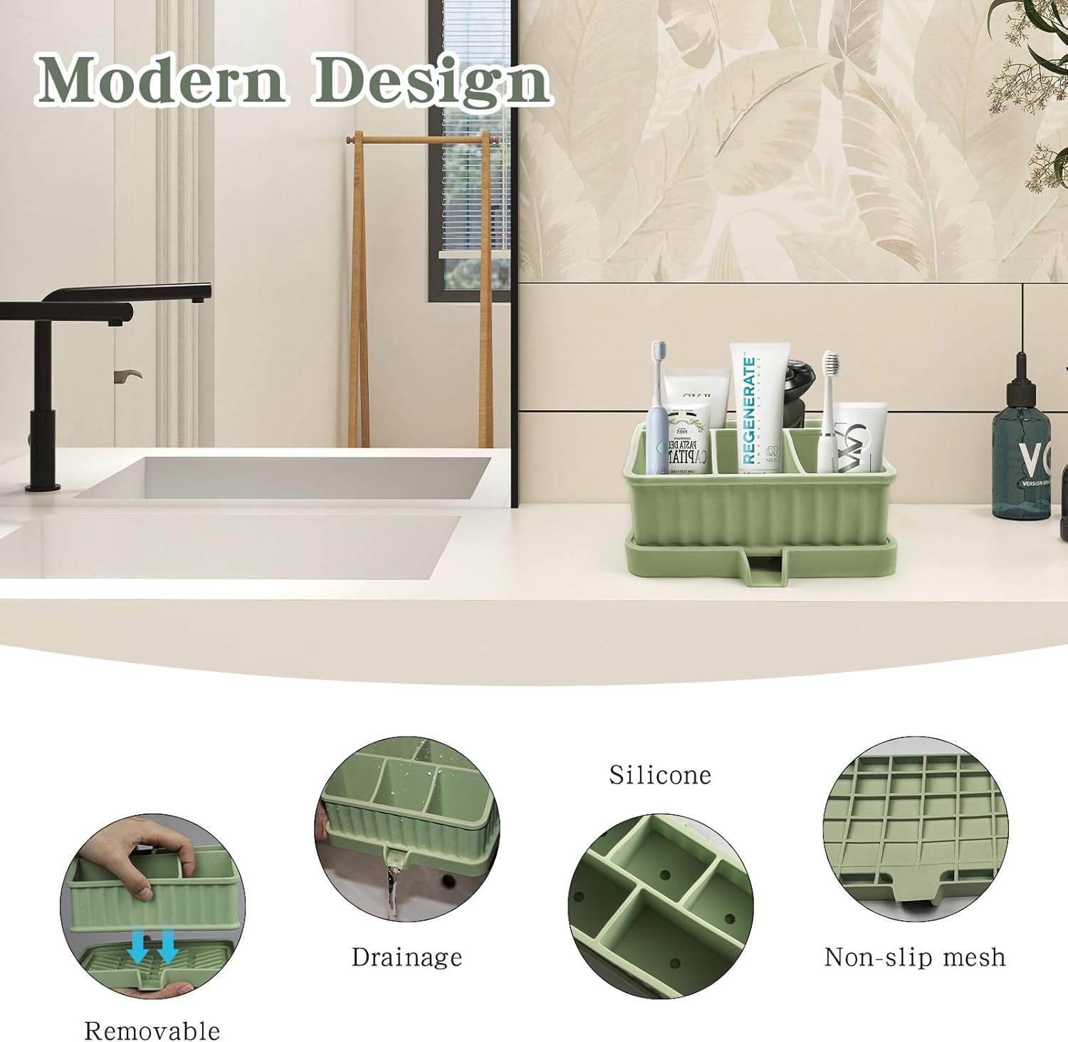 Ayehe Toothbrush Holder with Drainage and 5 Slots