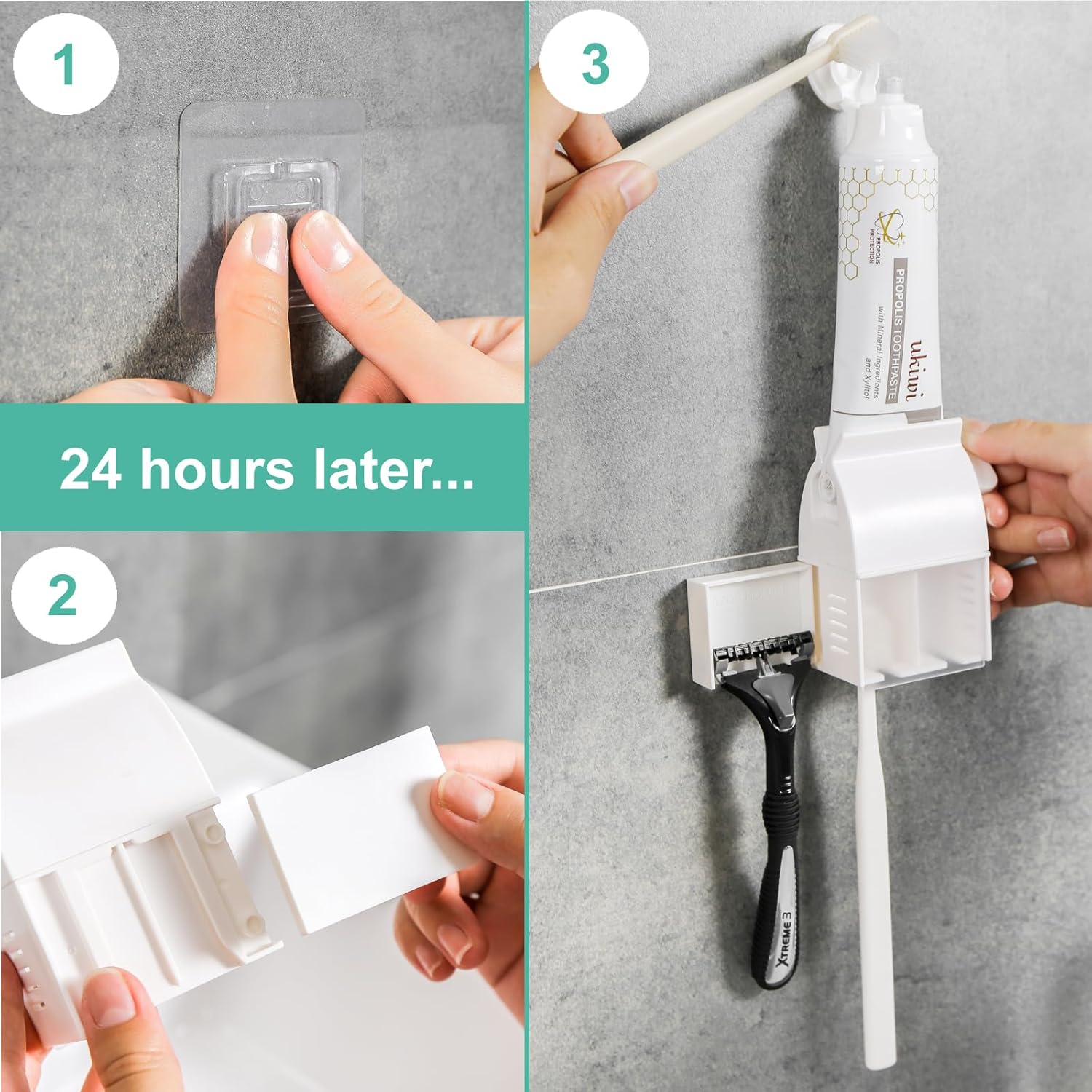 XYKEEY 3-in-1 Toothbrush Holder Set for KidsNeat Time-Saving