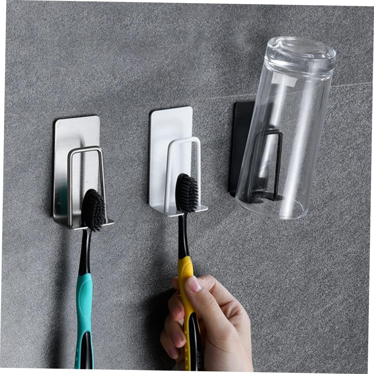 PrettyZoom 2-Piece Wall Mount Toothbrush Holders Stainless Steel Easy Install
