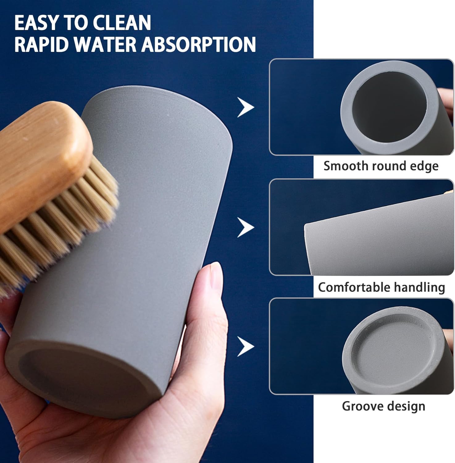 Coengwui Diatomite Toothbrush Holder Dark Grey 43