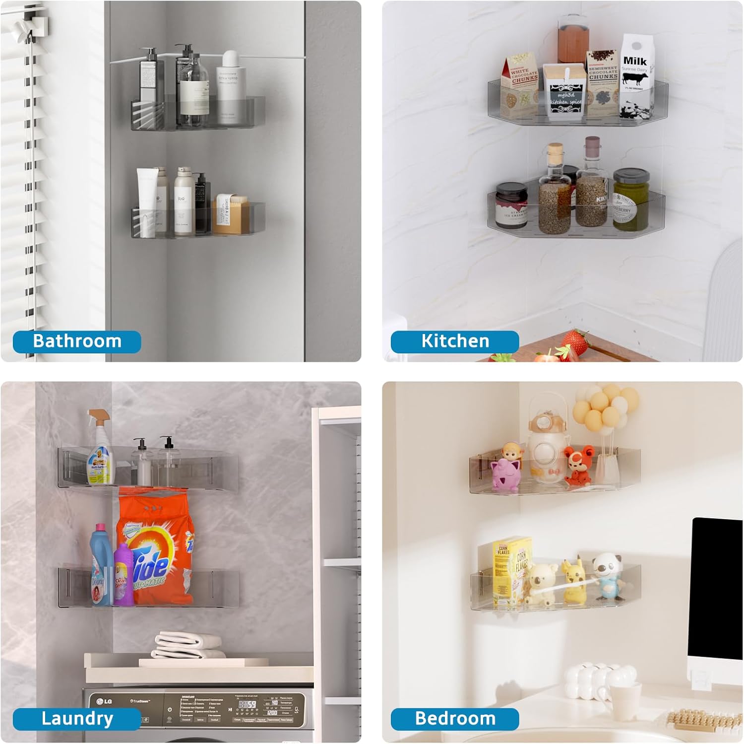 Durable Grey Bath Toy Organizer 2-Pack