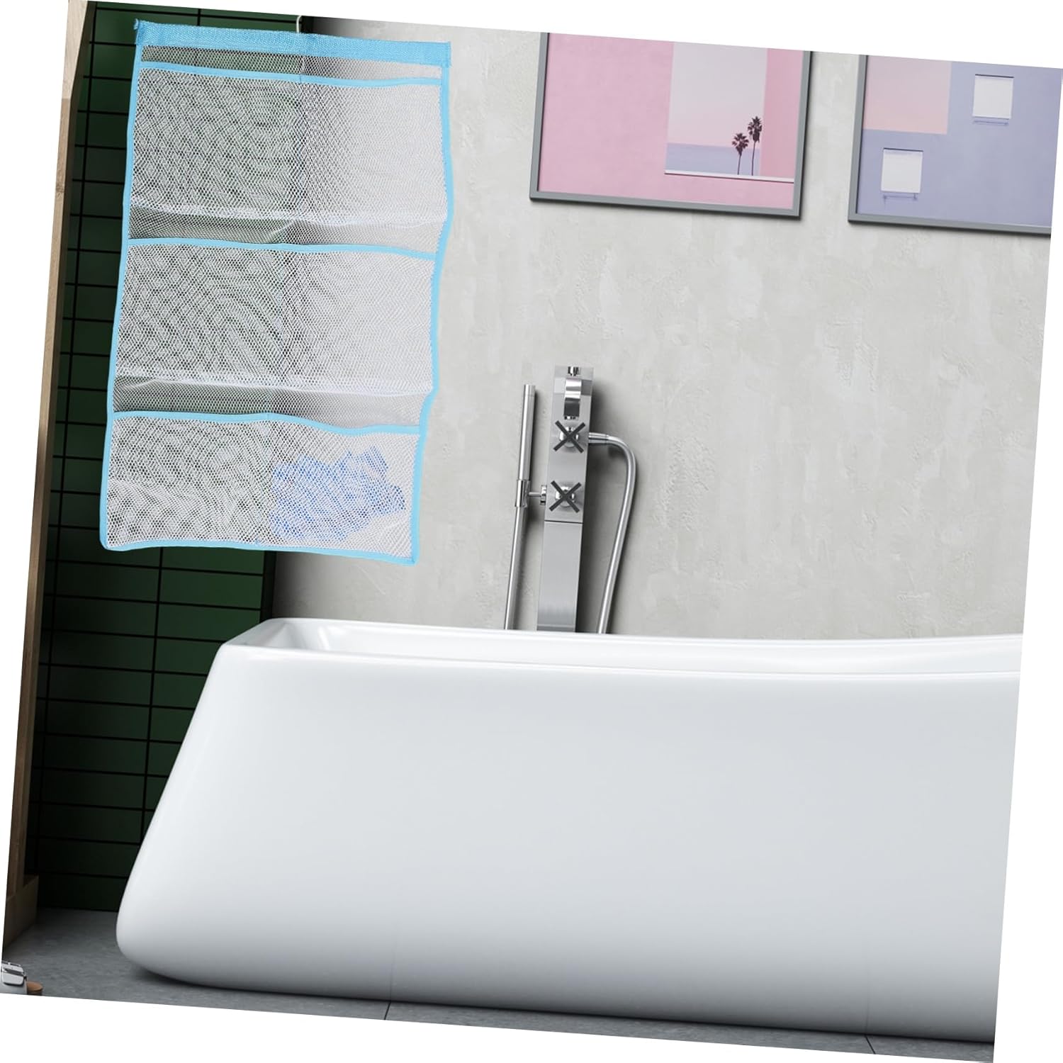 Quick-Dry Mesh Shower Organizer with 6 Pockets for Bathroom Accessories
