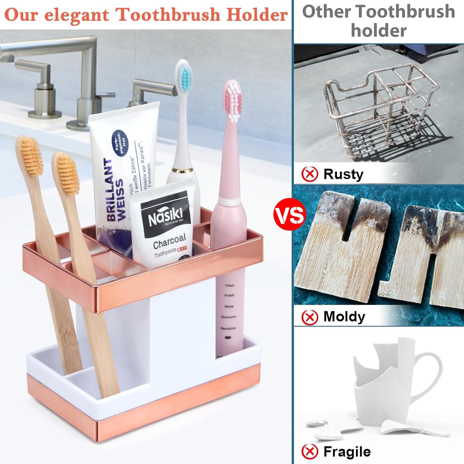 Chintu Kids Electric Toothbrush Holder Set Rust-Free Family Organizing for Bathrooms