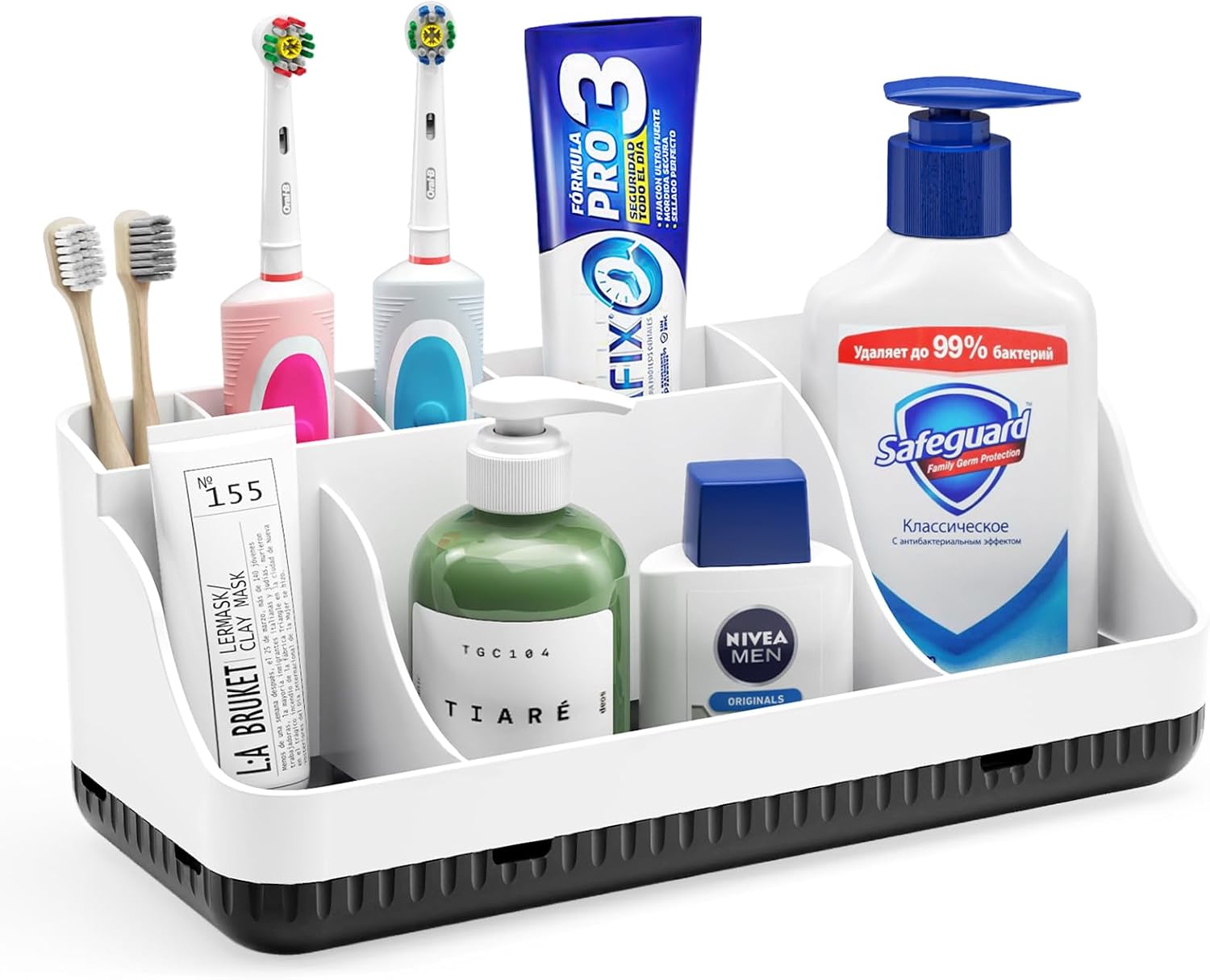 Homtalker Toothbrush Holder 7 Slots Anti-Slip Bathroom Organizer
