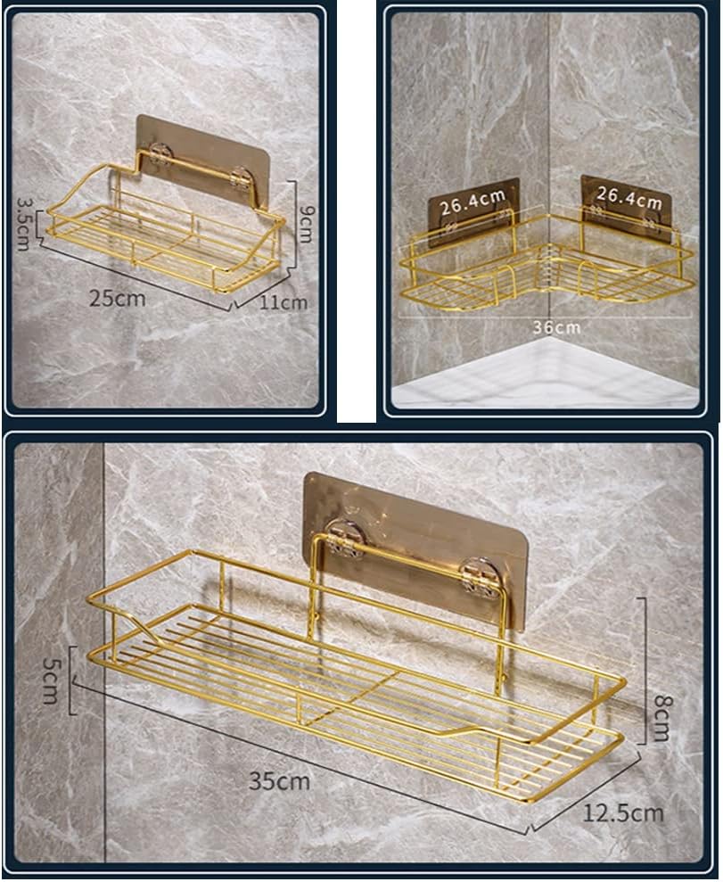 Sturdy Golden Corner Shower Caddy Wall-Mounted Organizer