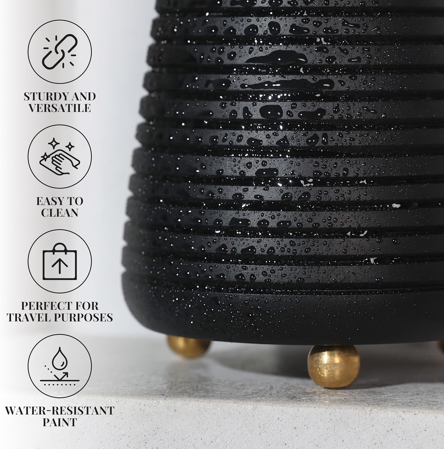 Folkulture 4x3 Wood Toothbrush Holder Black