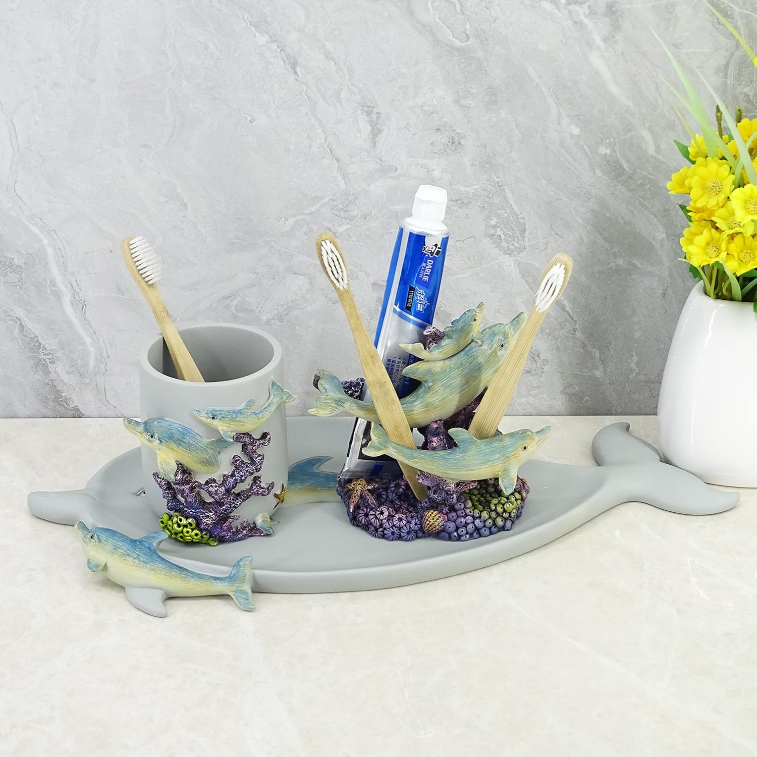 Perfect for Hygiene 3D Dolphin Toothbrush Holder