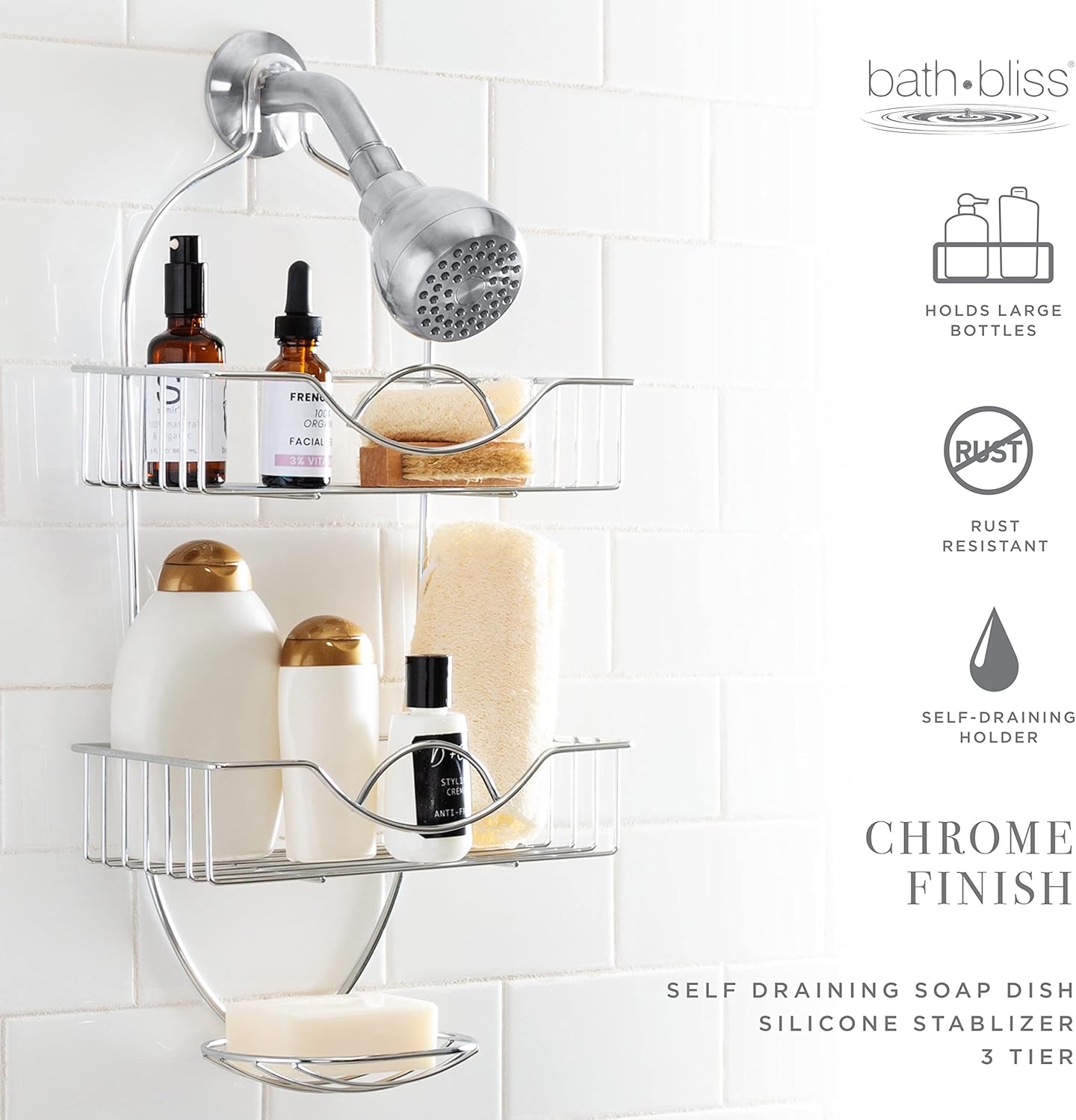 Bath Bliss - Rainbow Design 2-Tier Showersomething for Organizing Your Bathroom Ingredients