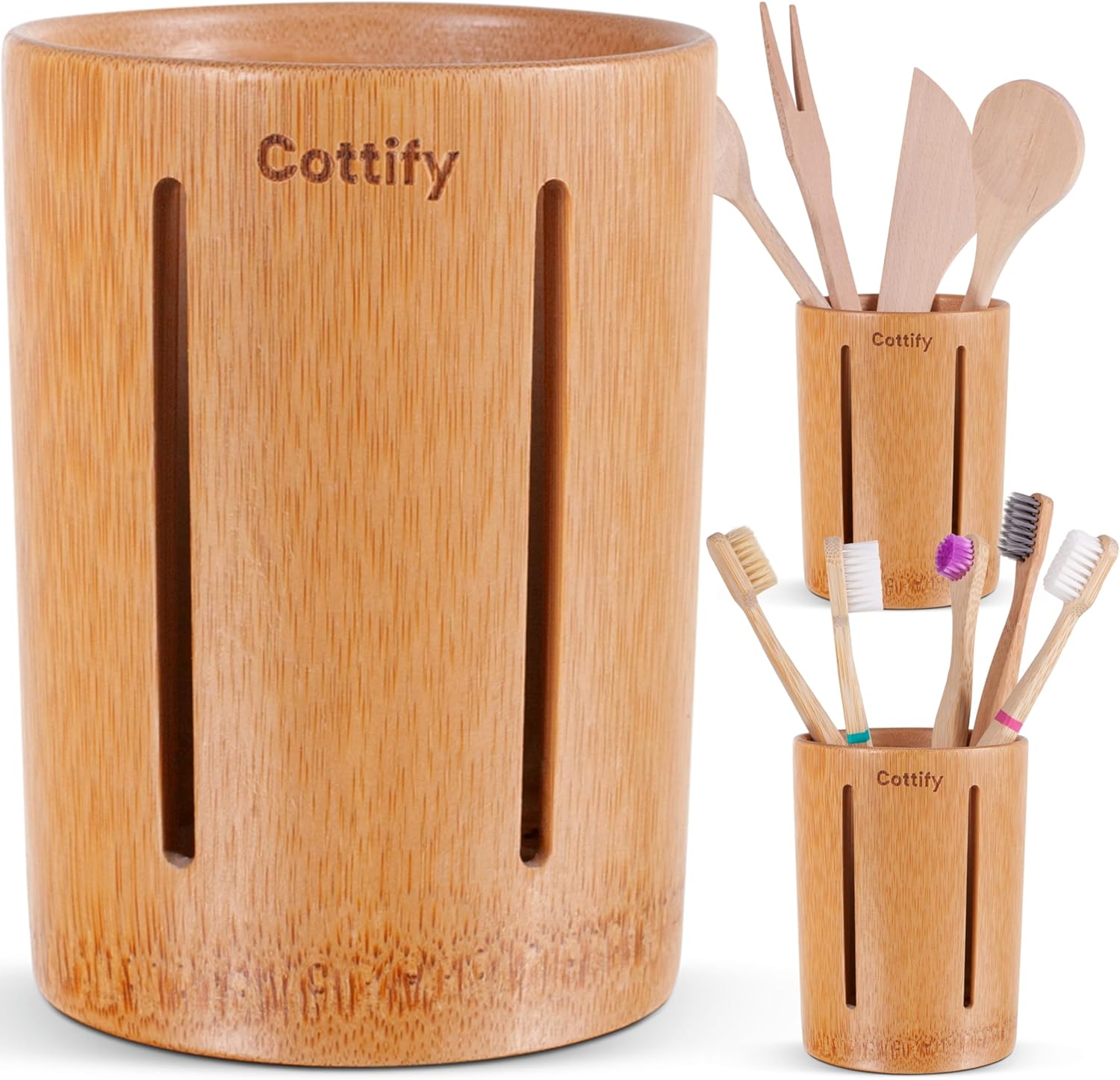 Bamboo Toothbrush Holder Drainage 360 Air Flow Water-Resistant