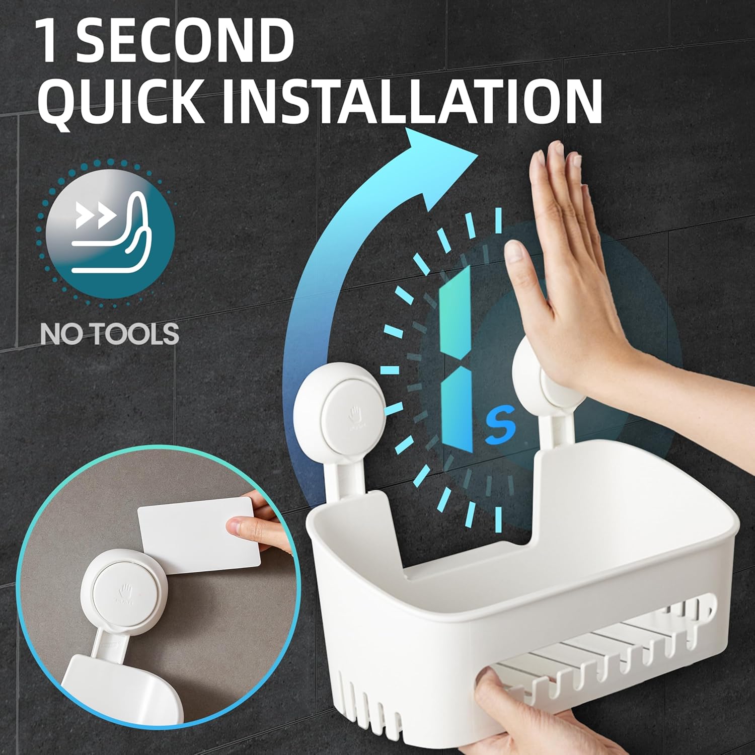 3-Pack Suction Cup Shower Organizer Set