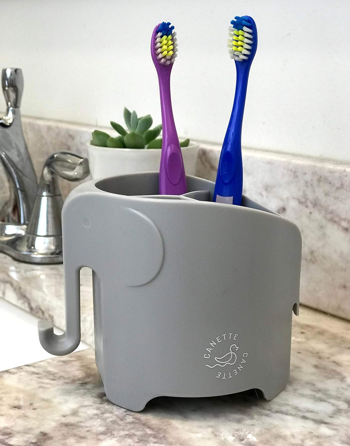 Cute Elephant Toothbrush Holder for Kids Adults Purple