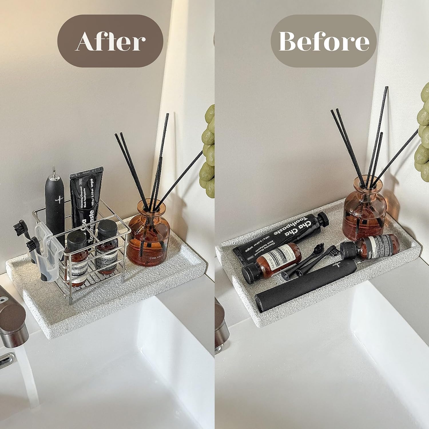 TRSani Toothbrush Holder with 3 Slots and Hooks