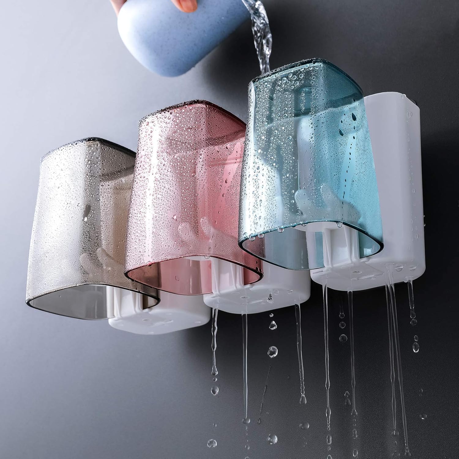 Goowin Wall Mounted Toothbrush Holder with 3 Cups