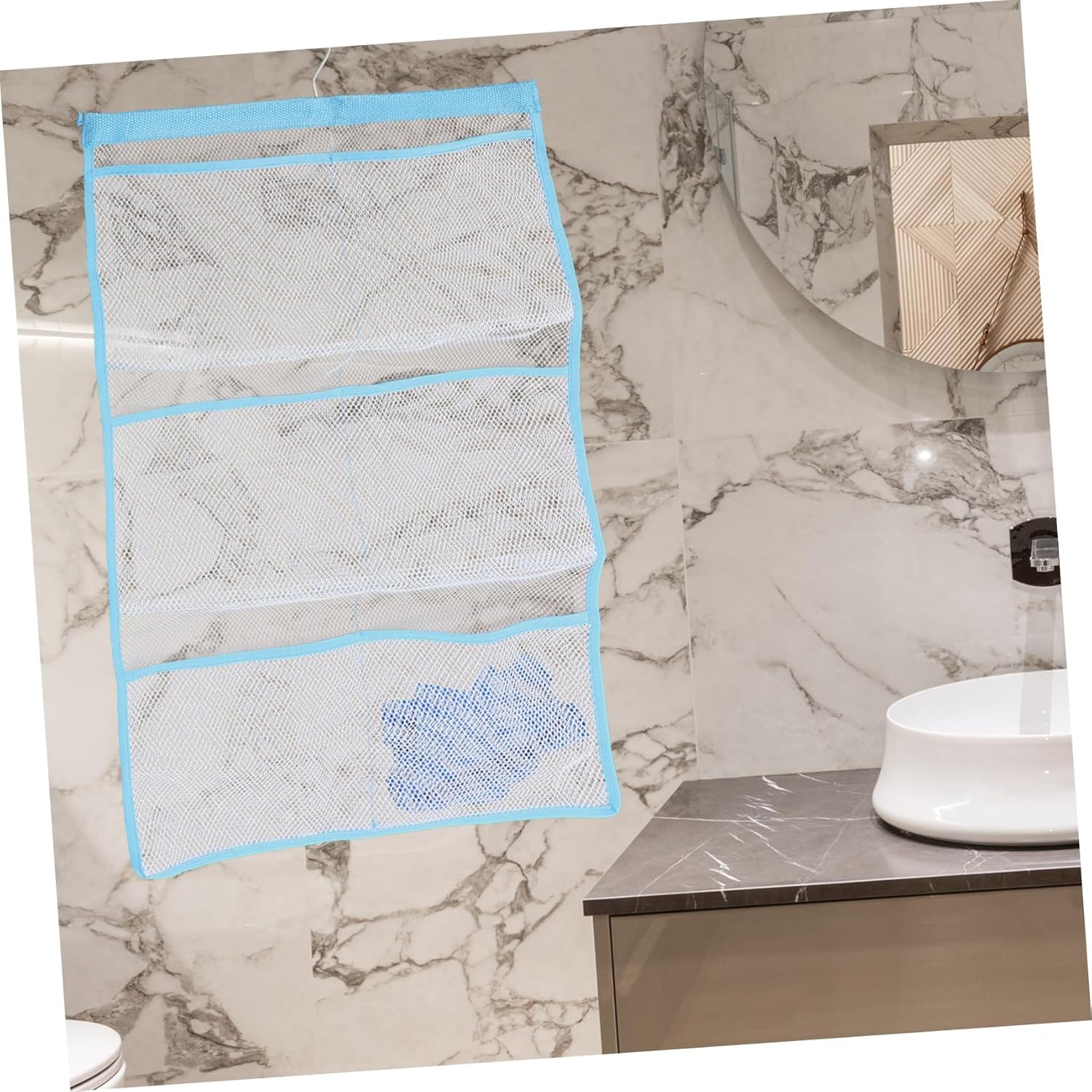6-Pocket Mesh Over The Door Shower Basket