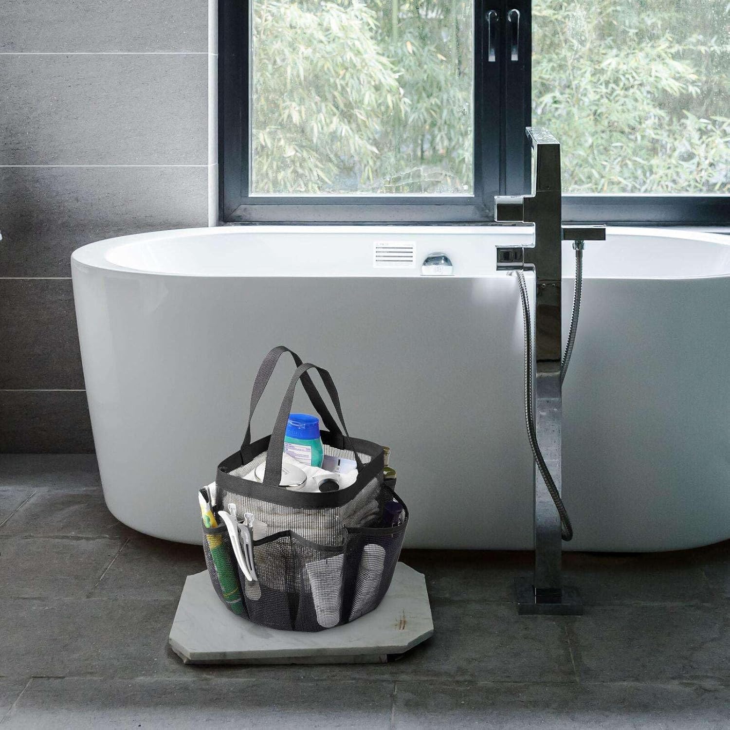 LKOP 2 Pack Mesh Shower Caddy with 8 Pockets Black