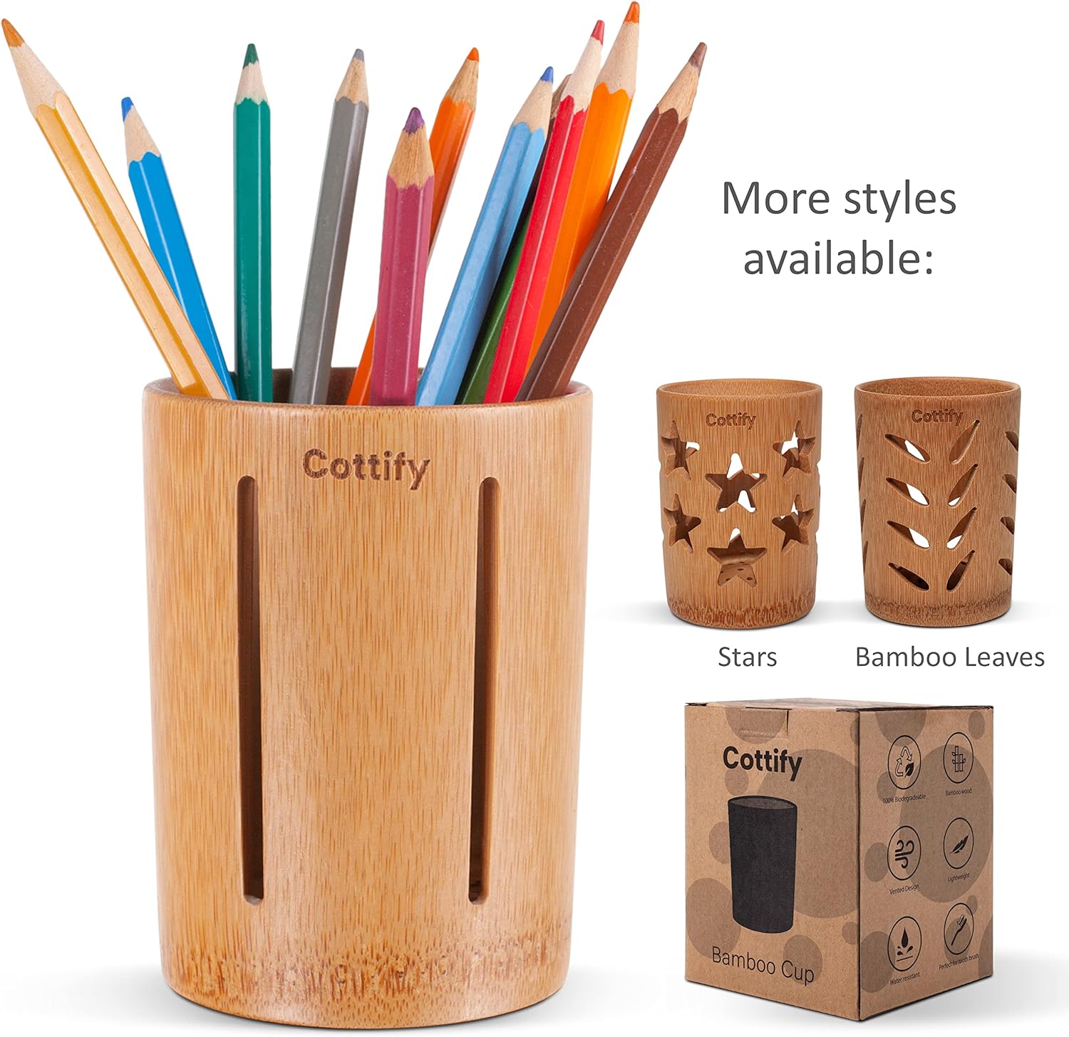 Bamboo Toothbrush Holder Drainage 360 Air Flow Water-Resistant