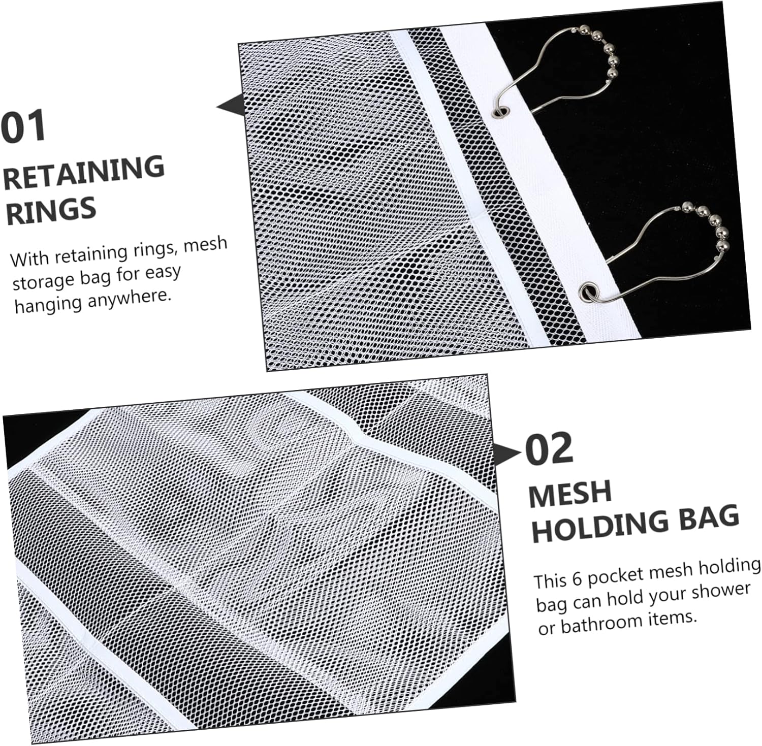 Unomor Toiletries Hanging Mesh Bag with 6 Pockets