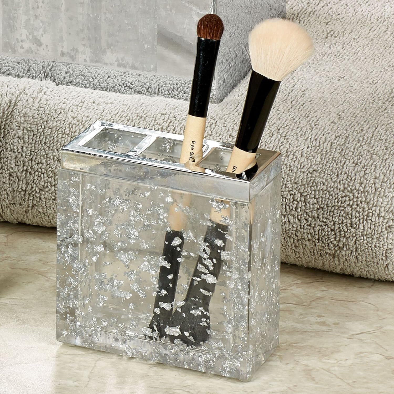 Enlighten Collection Silver Foil Toothbrush Holder