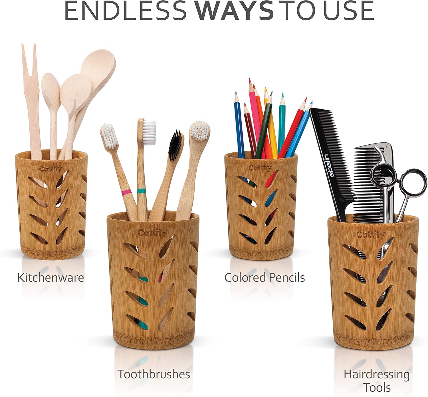 Eco-Friendly Bamboo Toothbrush Holder with Drainage - Multi-Functional in the Bathroom Kitchen