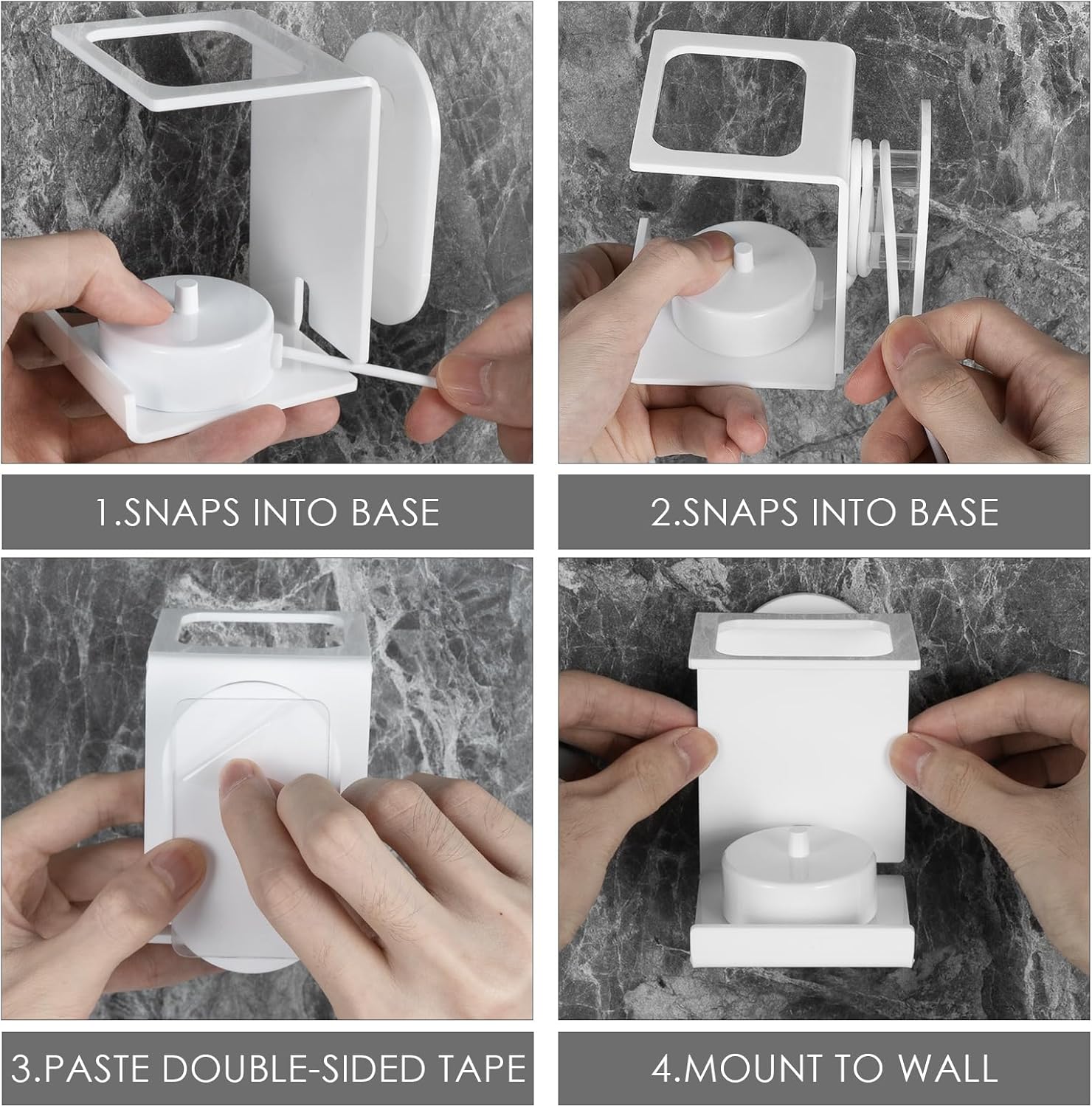 Electric Toothbrush Holder Wall Mount 2 Pack White