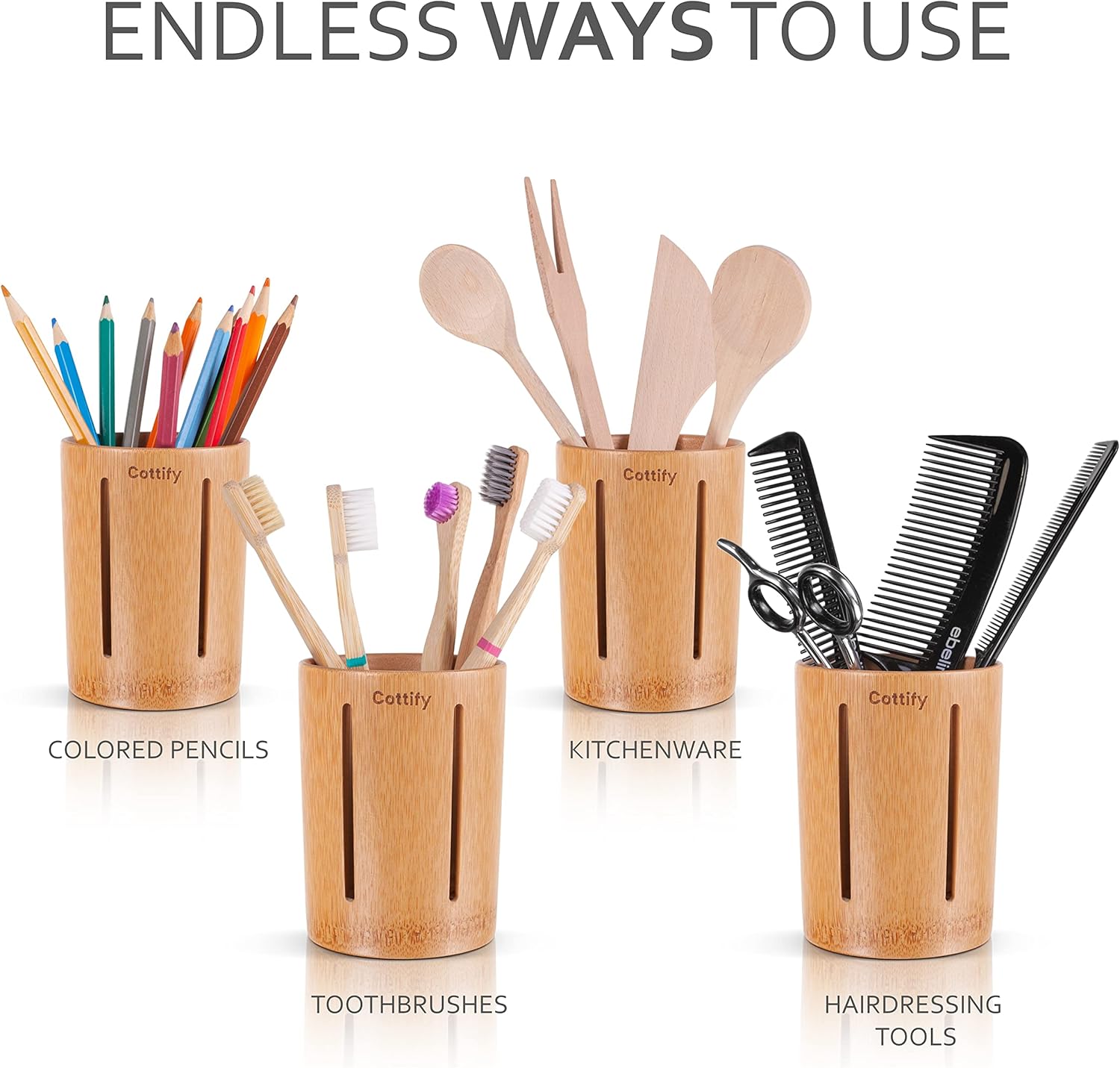 Bamboo Toothbrush Holder Drainage 360 Air Flow Water-Resistant