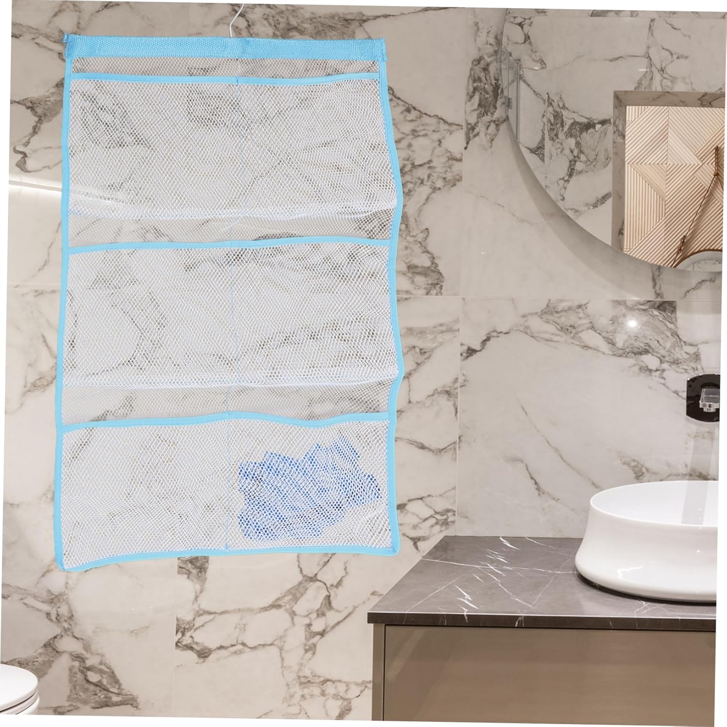 Quick-Dry Mesh Shower Organizer with 6 Pockets for Bathroom Accessories