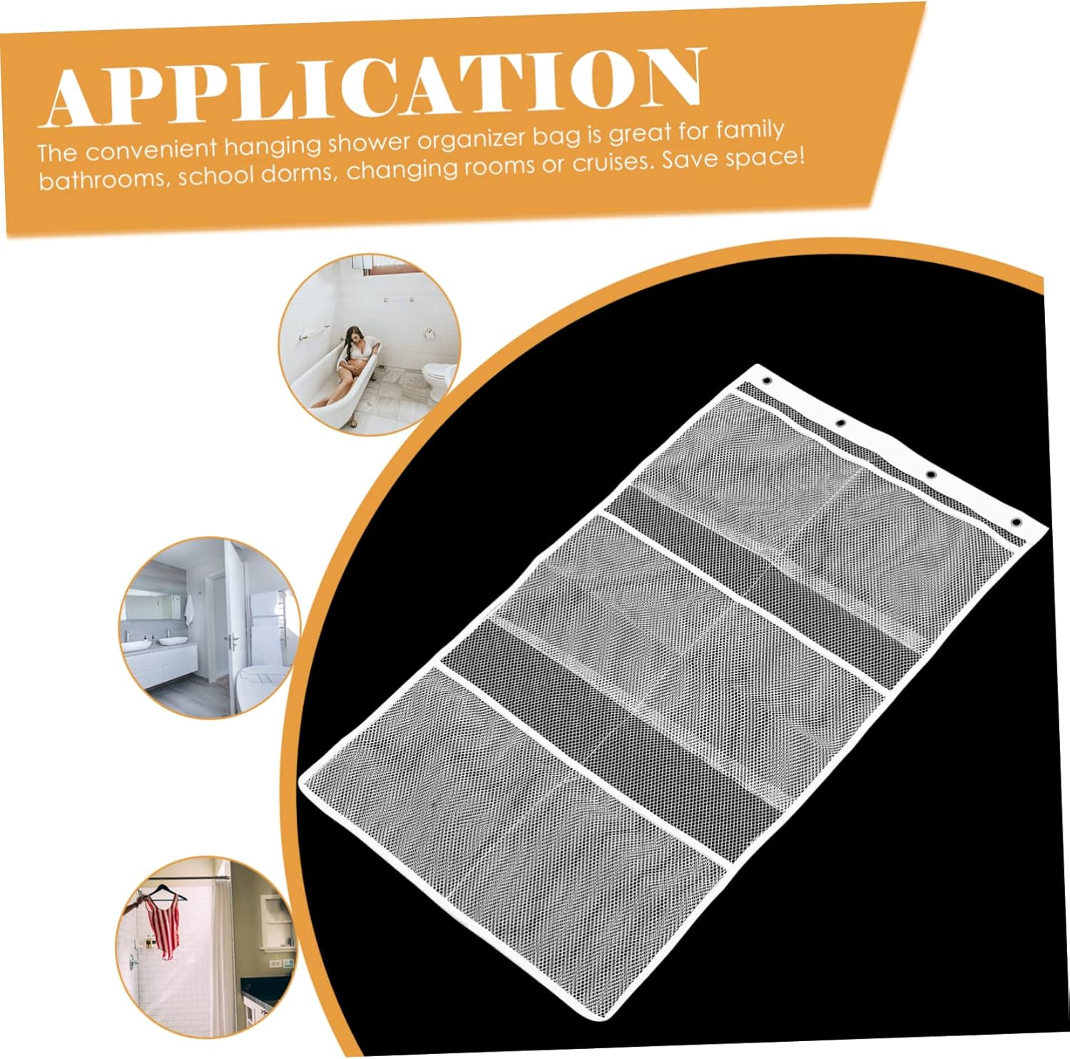 Hohopeti Mesh Shower Organizer with Hanging Bag for Space Saving Bathroom Use