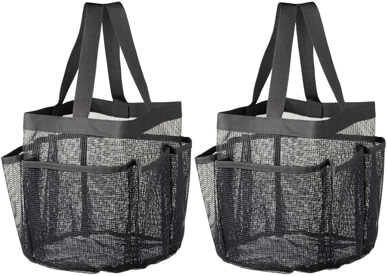 LKOP 2 Pack Mesh Shower Caddy with 8 Pockets Black
