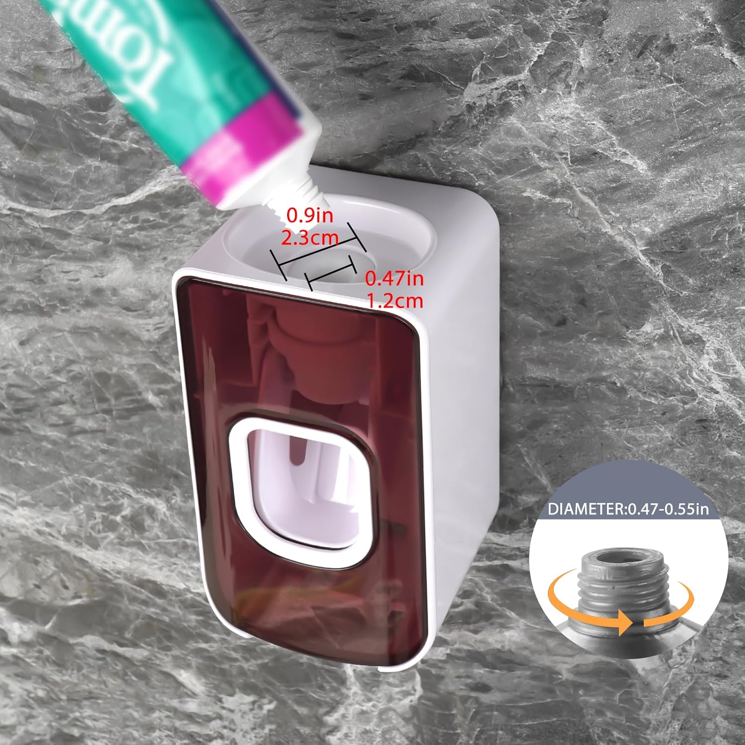 2 Slot Toothbrush Holder and Toothpaste Dispenser Wall Mounted Red
