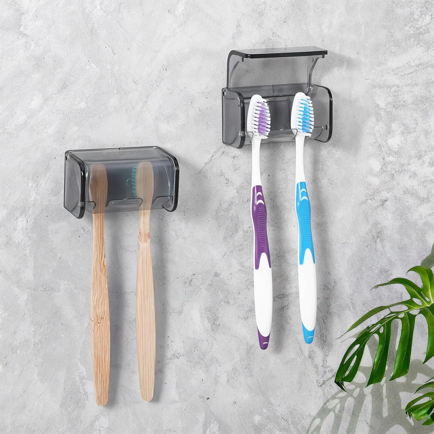 Tyqour 2-Piece Wall-Mounted Toothbrush Holder