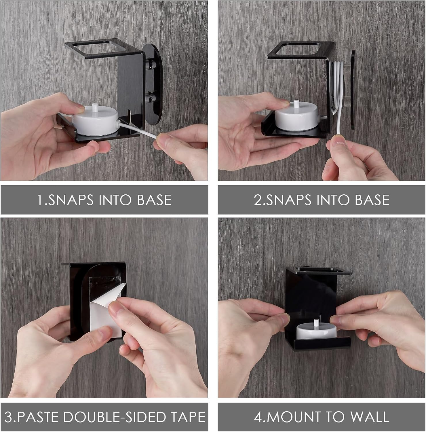 Electric Toothbrush Holder Wall Mounted 2 Pack Black