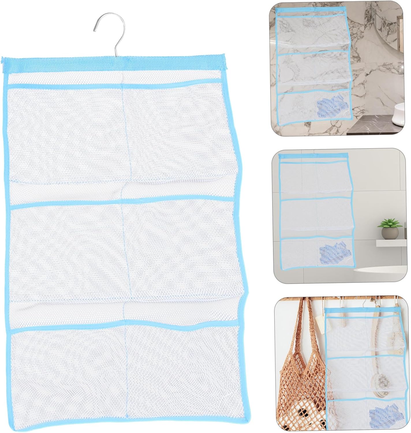 6-Pocket Mesh Over The Door Shower Basket