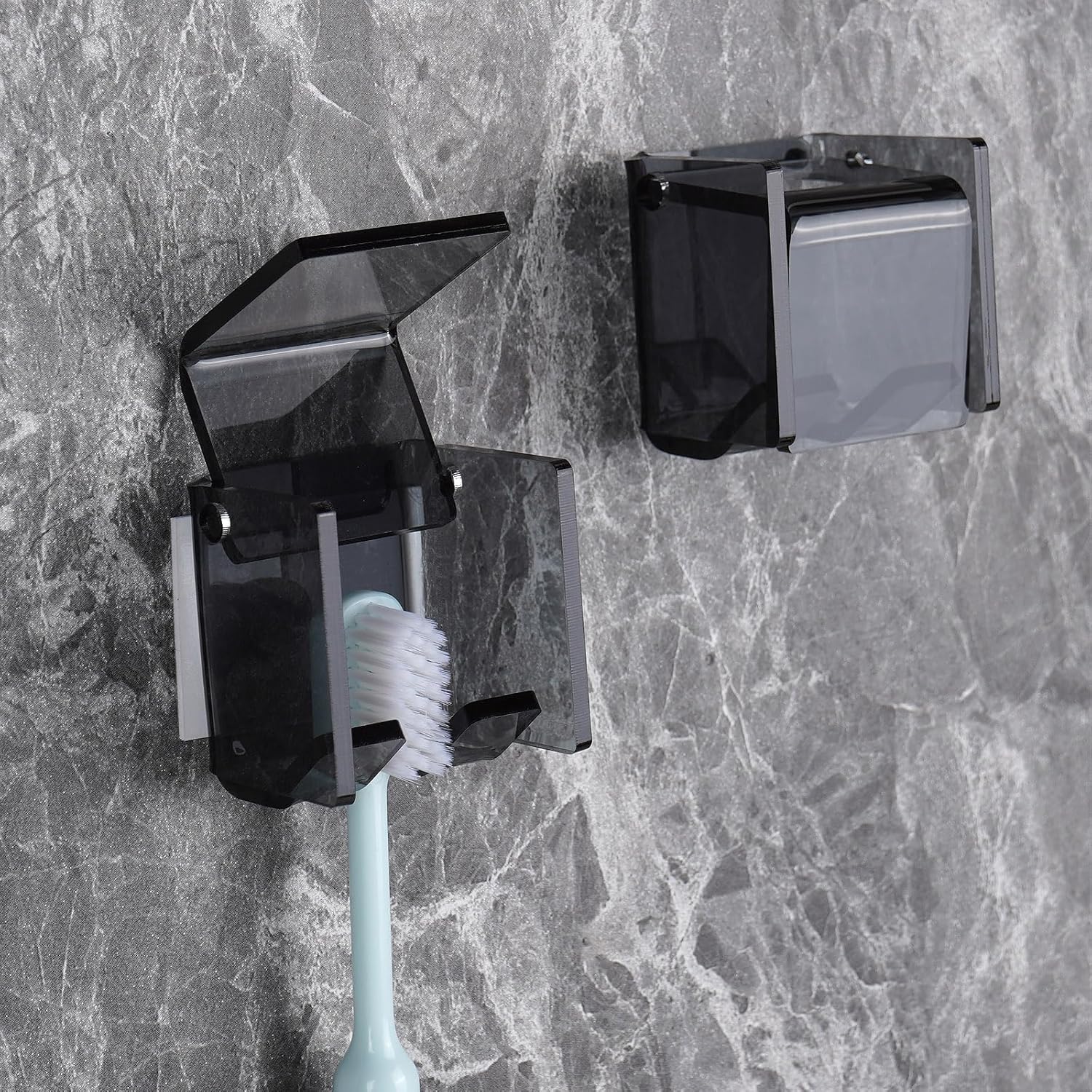 2 Pack Wall Mounted Toothbrush Holder with Cover