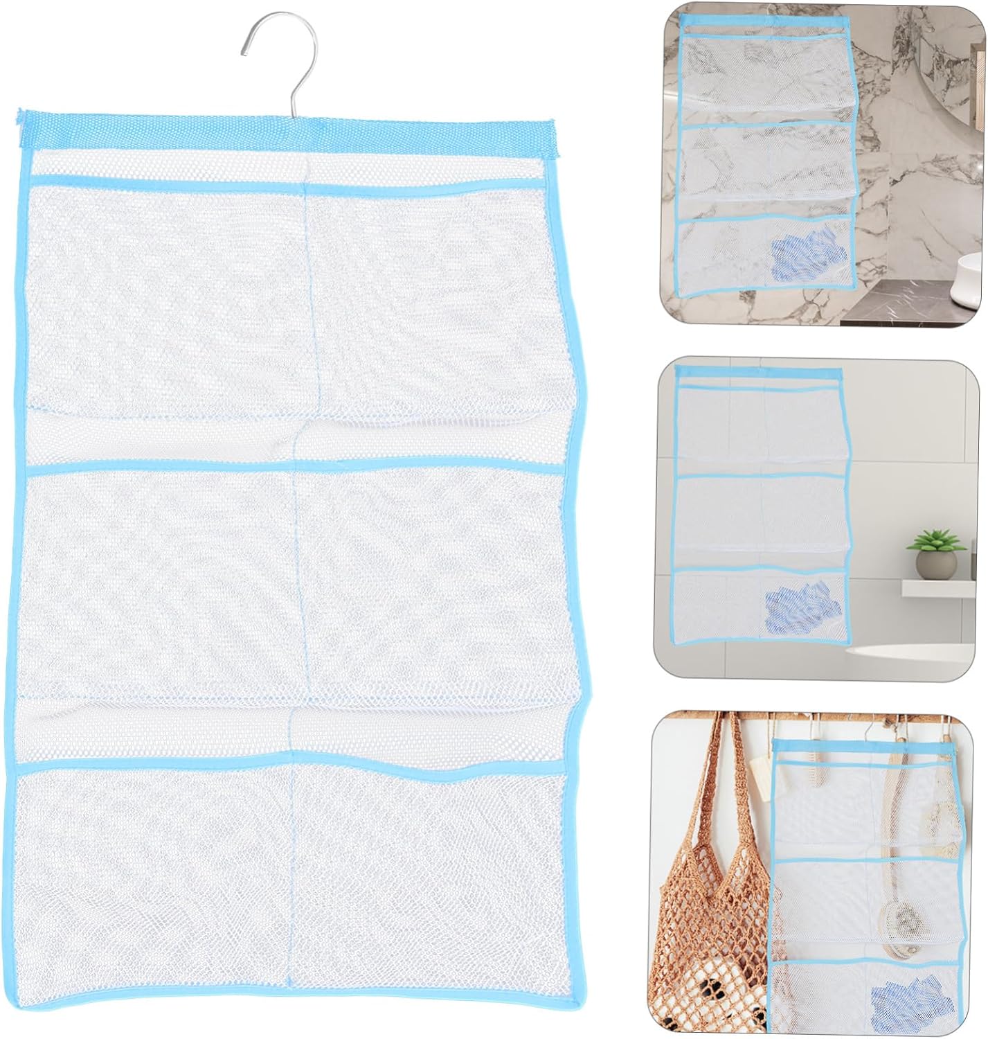 Quick-Dry Mesh Shower Organizer with 6 Pockets for Bathroom Accessories