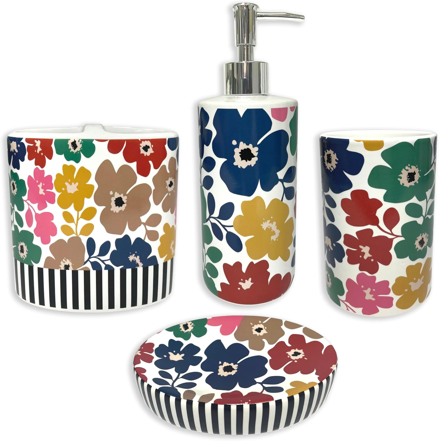 Zahari Home Floral Ceramic Toothbrush Holder