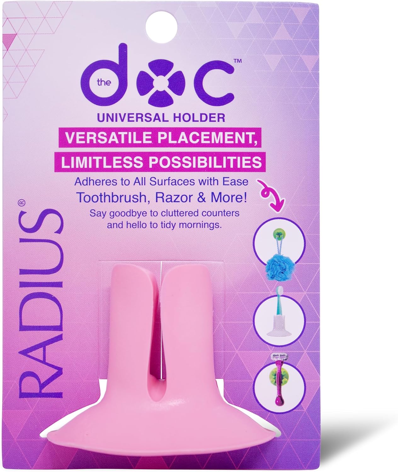 RADIUS DOC Suction Toothbrush Razor Holder 1 Count Eco-Friendly Dishwasher Safe