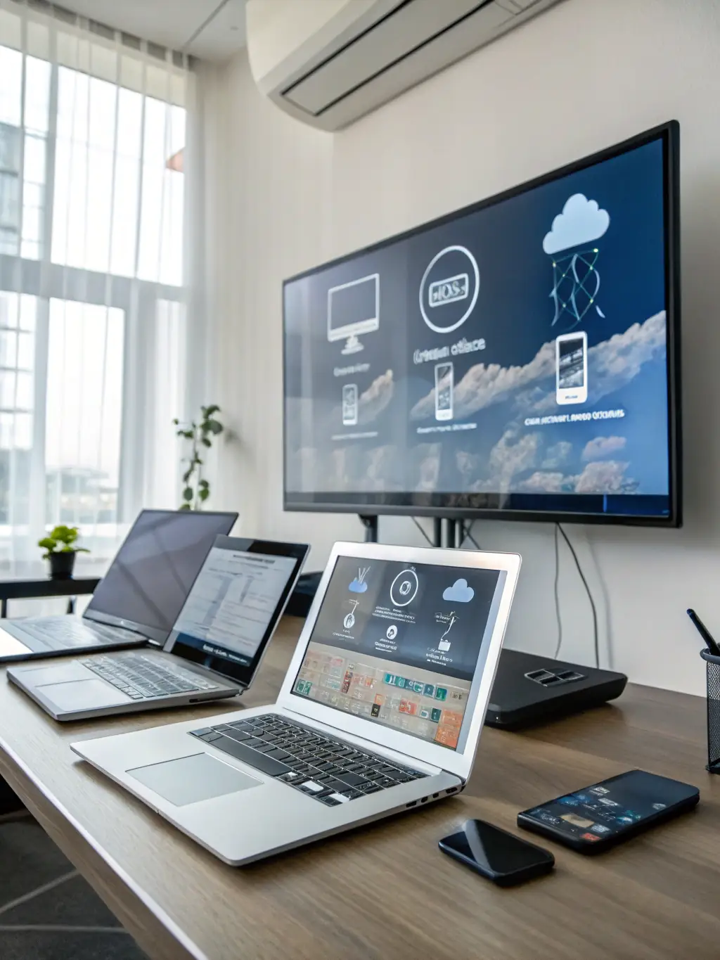 A cloud computing specialist configuring cloud services on a laptop, highlighting the flexibility and scalability of cloud solutions.